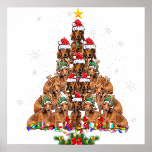 Dachshund Christmas Tree Dog Xmas Lights Pyjamas F Poster