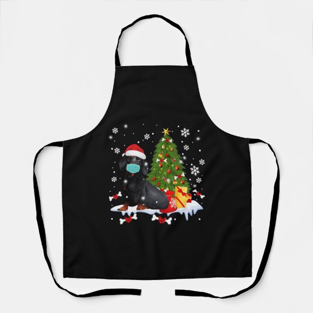 Dachshund Christmas Tree Funny Dog Apron (Front)