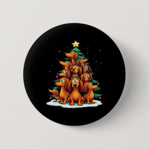 Dachshund Christmas Tree Funny Dog Holiday 6 Cm Round Badge