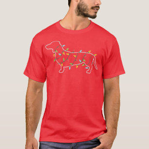 Dachshund Christmas Tree Light Pajama Xmas Dog lov T-Shirt
