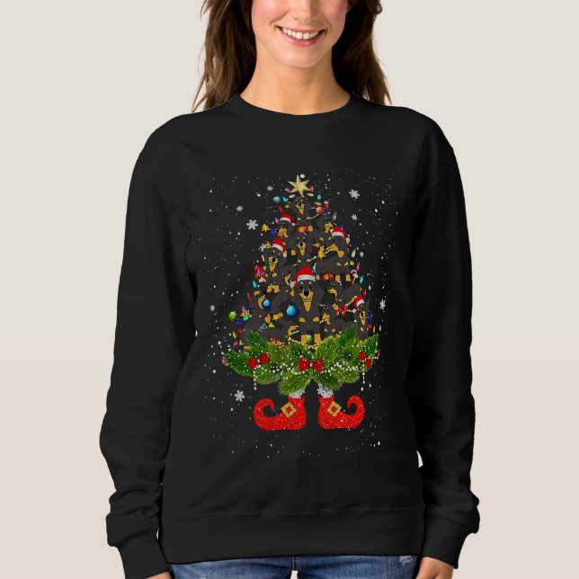 Dachshund Christmas Tree Lights Funny Sweatshirt (Front)