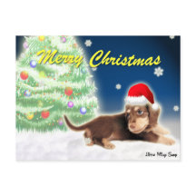 Dachshund Christmas Tree Postcard