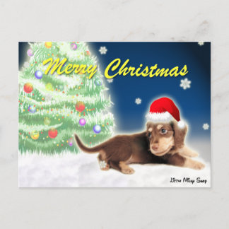 Dachshund Christmas Tree Postcard