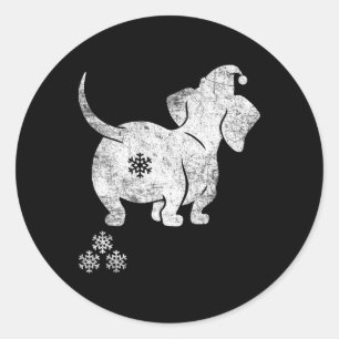 Dachshund Christmas Weiner Dog Christmas Pyjamas F Classic Round Sticker