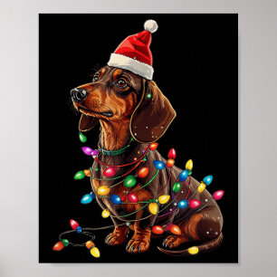 Dachshund Christmas Weiner Dog Xmas Pajamas Cute F Poster