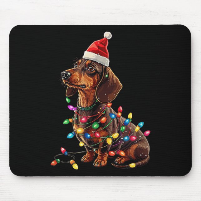 Dachshund Christmas Weiner Dog Xmas Pyjamas Cute F Mouse Pad (Front)