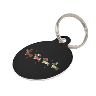 Dachshund Christmas Wiener Dog Lover Holiday Dogs  Pet Tag