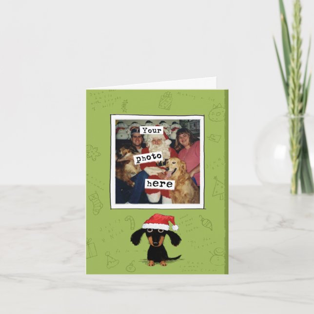 Dachshund Christmas | Wiener Dog Santa Your Photo Holiday Card (Front)