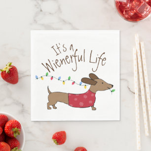 Dachshund Christmas Wienerful Life Party Napkin