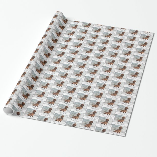 Dachshund Christmas Wrapping Paper (Unrolled)