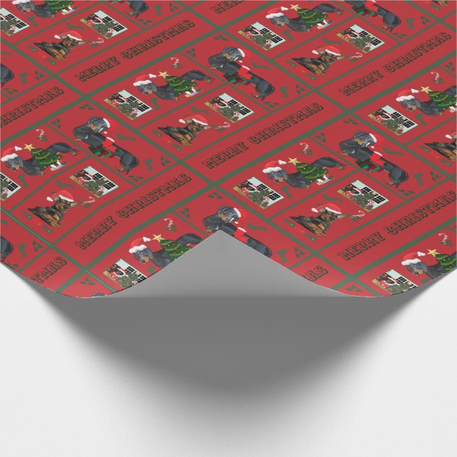 Dachshund Christmas Wrapping Paper (Corner)
