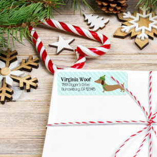 Dachshund Christmas Wrapping Paper Cute Snowflakes Return Address Label