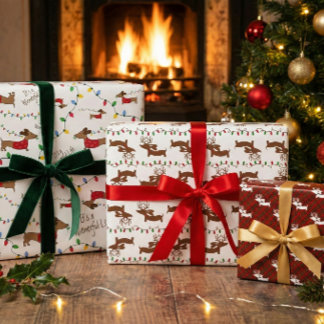 Dachshund Christmas Wrapping Paper Variety Pack