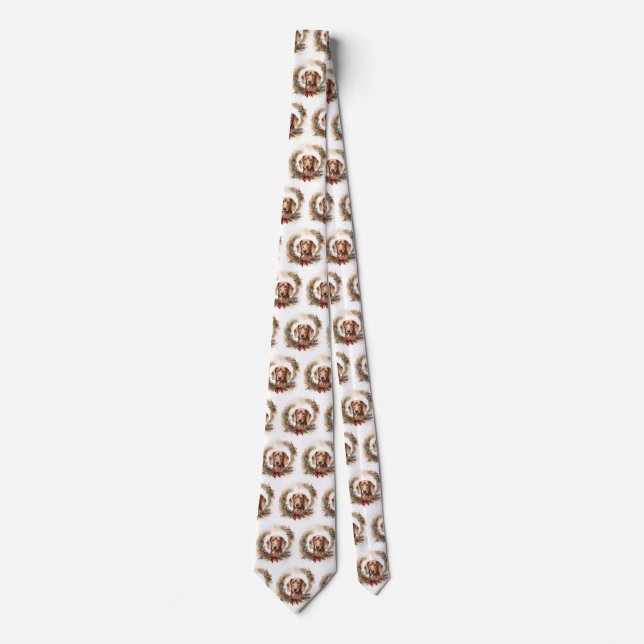 Dachshund Christmas Wreath Festive Pup  Tie (Front)