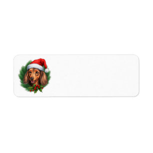 Dachshund Christmas Wreath Return Address Label