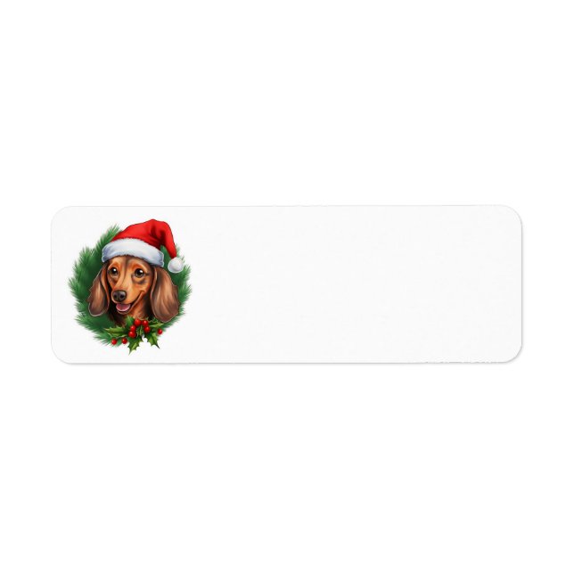 Dachshund Christmas Wreath Return Address Label (Front)