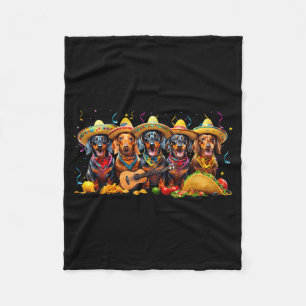 Dachshund cinco de mayo wiener dog fleece blanket