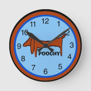 Dachshund Clock, edit name Round Clock