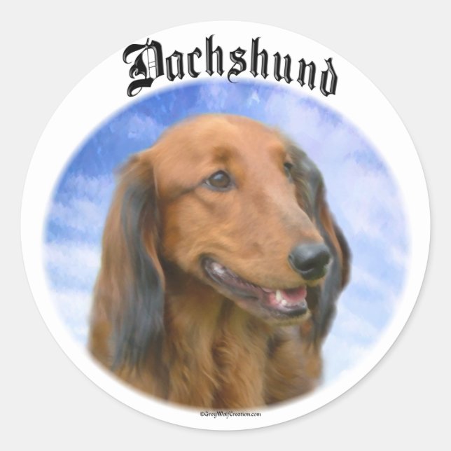Dachshund Clouds Classic Round Sticker (Front)
