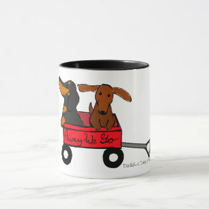 Dachshund Coffee Cup Mug Red Wagon