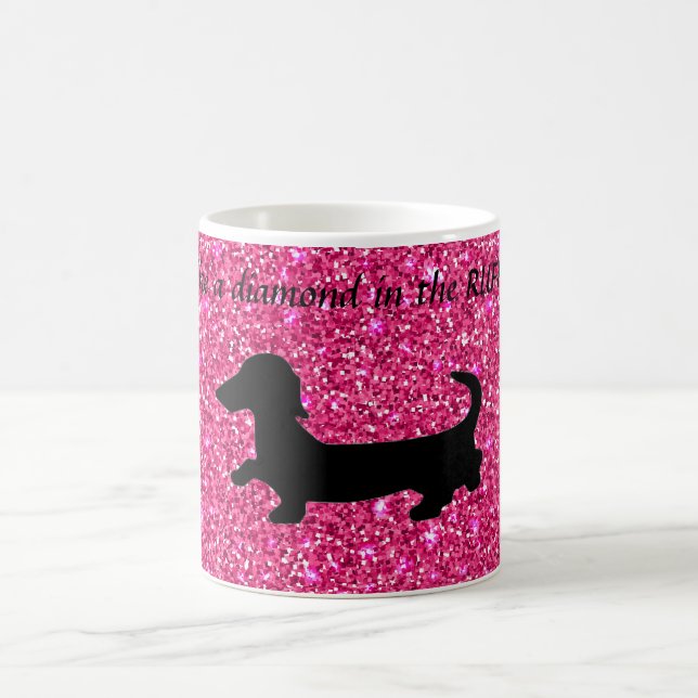 Dachshund Coffee Mug Glitter Wiener Dog Gift Mug (Center)
