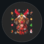 Dachshund Cosplay Reindeer Christmas Costume Owner Classic Round Sticker<br><div class="desc">Dachshund Cosplay Reindeer Christmas Costume Owner Family</div>