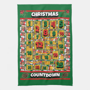 Dachshund Countdown Christmas Advent Calendar Dog Tea Towel