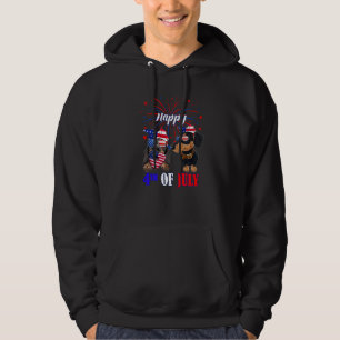 Dachshund Couple 4th Of July Red White Blue Americ Hoodie