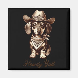 Dachshund Cowboy Cute Sausage Dog Cowboy Weiner Pu Magnet