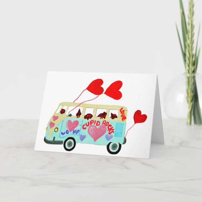 Dachshund Cupids In Their Valentine Love Mobile Holiday Card (Front)