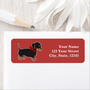 Dachshund Custom Cranberry Return Address Labels