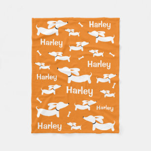 Dachshund Custom Orange Blanket for Wiener Dogs