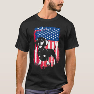 Dachshund - Cute American Flag 4th Of July T-Shirt