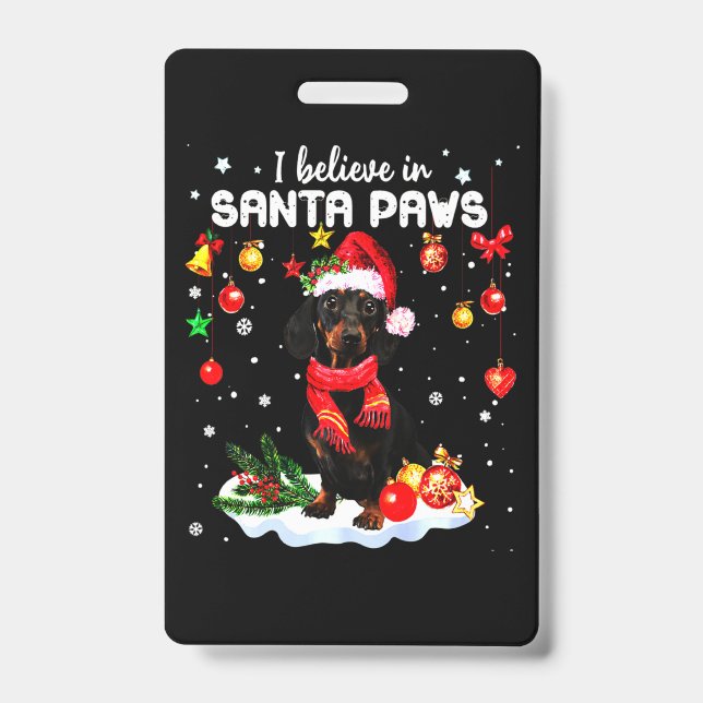 Dachshund Cute Christmas ID Badge (Front)