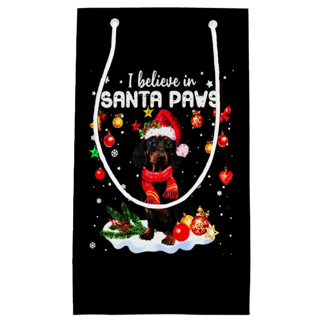 Dachshund Cute Christmas Small Gift Bag (Front)