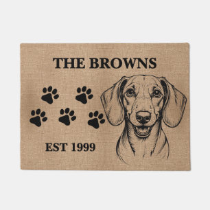 Dachshund Cute & Custom Family Name Welcome Doormat