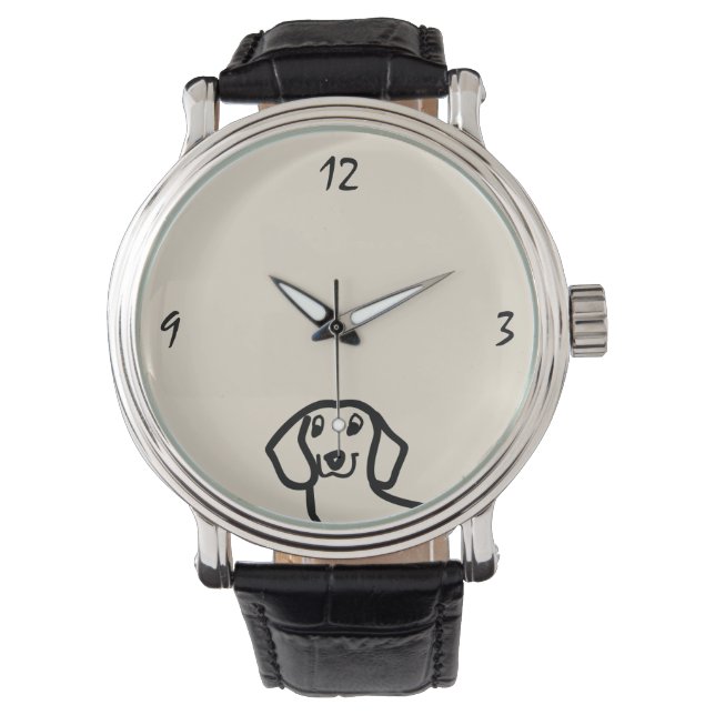 Dachshund Cute Dog Funny Sketch Wiener Stylish Watch (Front)