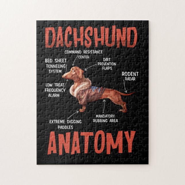 Dachshund Cute for Wiener Doxie Lovers Anatomy Jigsaw Puzzle (Vertical)