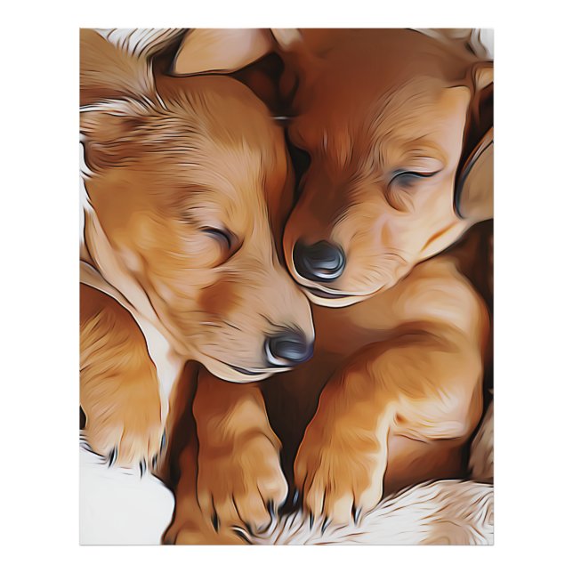 Dachshund Cute Sleeping Dachshund Puppies Birthday Photo Print (Front)