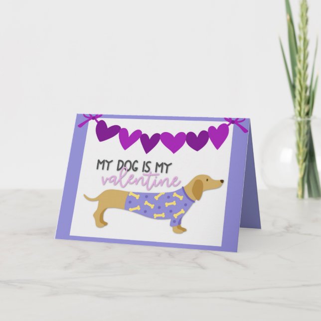 Dachshund Cute Typography Funny Purple Graphic Fun Holiday Card (Front)