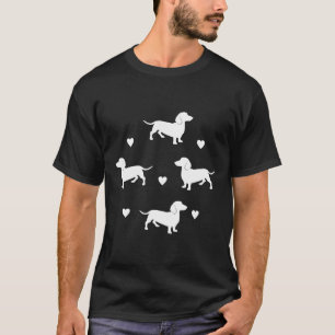 Dachshund Dachshund Dixie Black And White With Hea T-Shirt