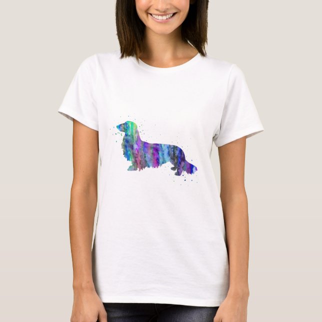 Dachshund, Dachshund dog watercolor print, dog T-Shirt (Front)
