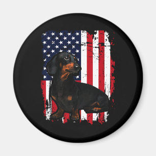 Dachshund Dachshund Flag 4Th Of July Magnet