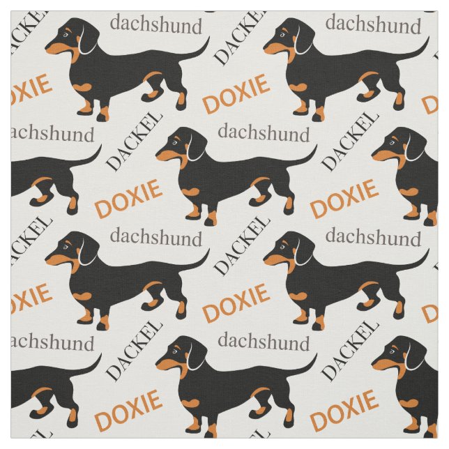 Dachshund, Dackel, Doxie Cute Dog Pattern Fabric (Swatch)