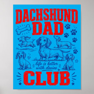Dachshund Dad Club On Back Poster