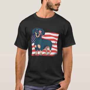 Dachshund Dad Mum American Flag 4th Of July Usa Wi T-Shirt