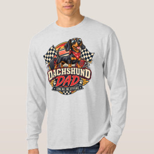 Dachshund Dad Racing Chequered Flag Long Dog T-Shirt