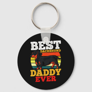 Dachshund Dad Retro Key Ring