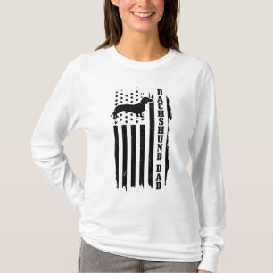 Dachshund Dad Vintage American Flag Patriotic Wein T-Shirt