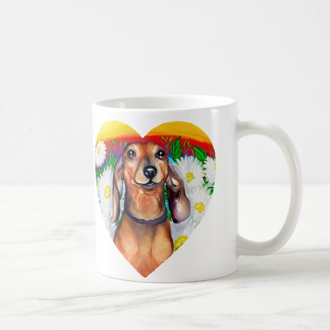 Dachshund Daisy Patch Coffee Mug (Right)